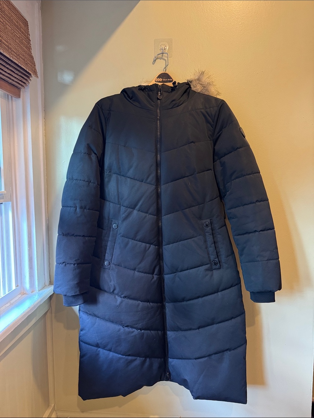 Noize Black Long Quilted Puffer Coat with Hood